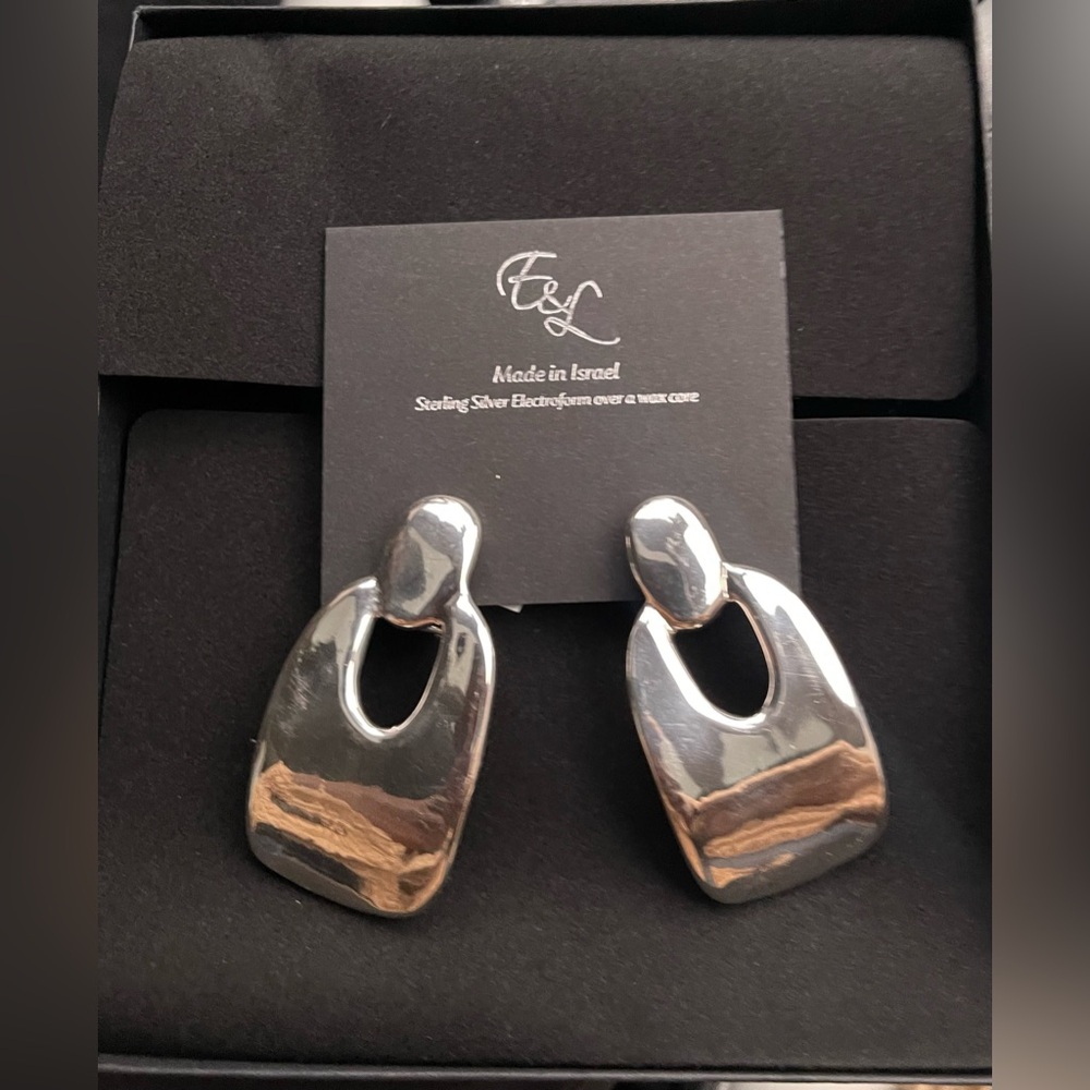 E&L Israel Sterling Silver Electroform Drop Earrings